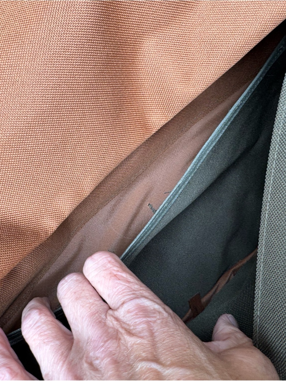 Two-Tone Olive & Tan Canvas Messenger Bag - Picture 5 of 6